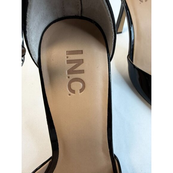INC Jerloni Womens Size 8.5 Black Patent Chunky Chain Ankle Strap High Heel - Picture 13 of 14